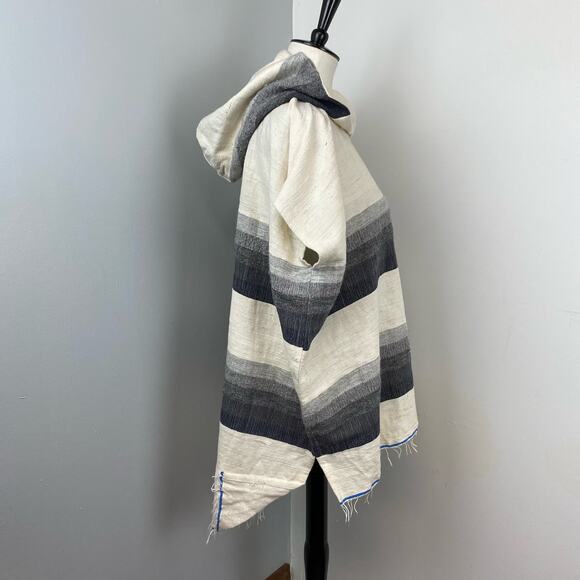 LemLem Gray Striped Debizaza Hooded Poncho Large NEW - Picture 9 of 14
